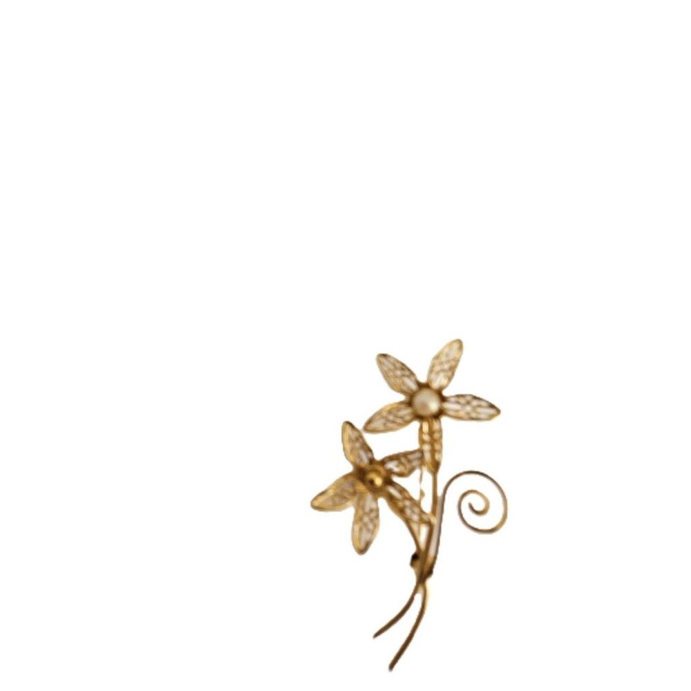 Vintage Spring Flowers Gold Tone Brooch